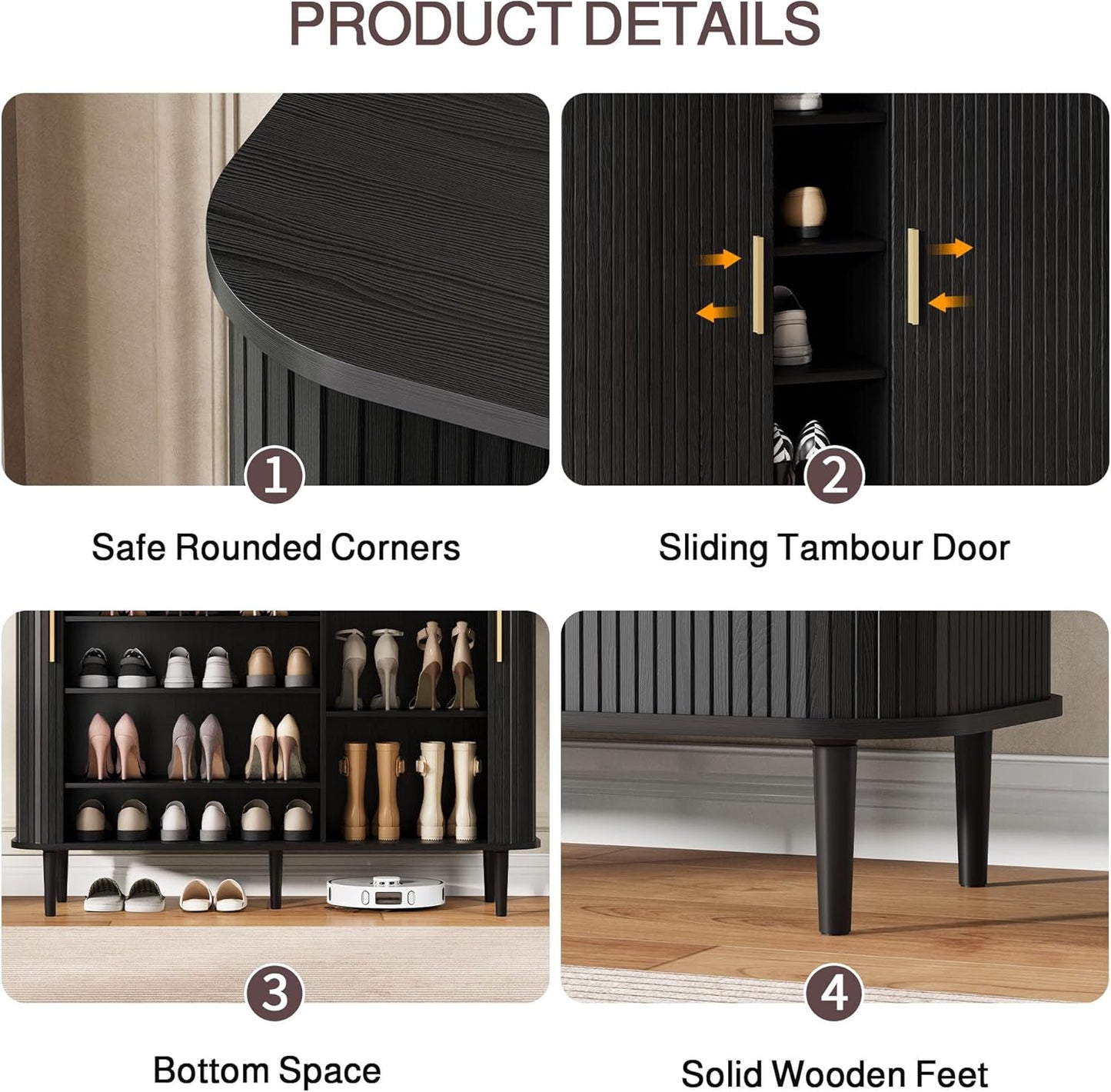 DHH Shoe Storage Cabinet with Sliding Door, 6-Tier Shoe Cabinet with Adjustable Shelves, Modern Freestanding Shoe Storage Organizer for Entryway, Hallway, Living Room (Walnut, 47 ")