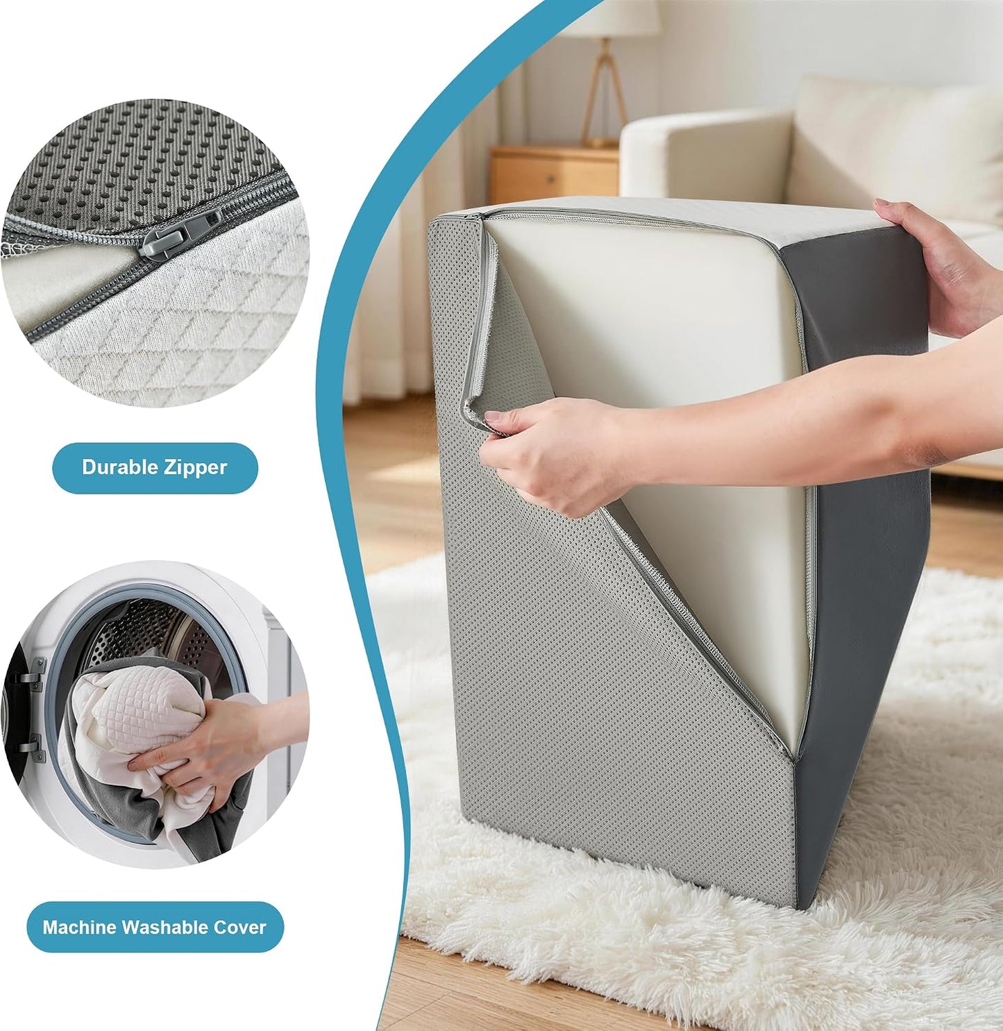 Yojoker Leg Elevation Pillows for Swelling, Memory Foam Wedge Pillow for Legs Blood Circulation, Leg Elevation Pillows for After Surgery, Knee Wedge Pillow for Sleeping Back Hip Ankles Relief