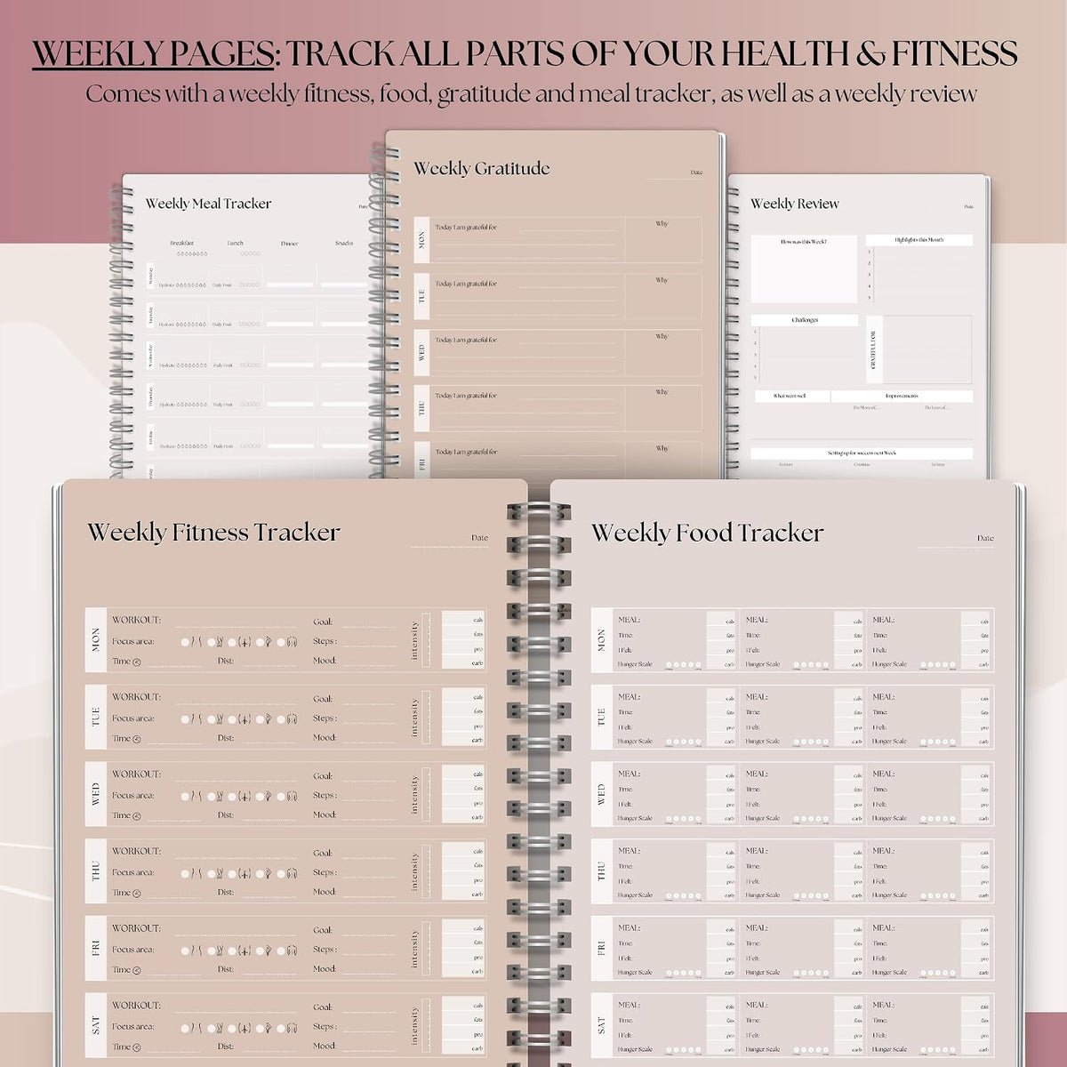 Wellness Journal - 90 Day Health, Fitness, Gratitude, Mindfullness, Wellbeing, Habit, Goals, Diet & Food Tracker - A5 (Pastel Rainbow)