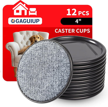 1 5/8" Round Carpet Bottom Furniture Caster Cups Furniture Coasters 24 Pack | Reusable Furniture Pads for Hardwood Floors, Carpet Sliders Floors Protectors to Tile or Laminate from Scratches, Brown/Gray