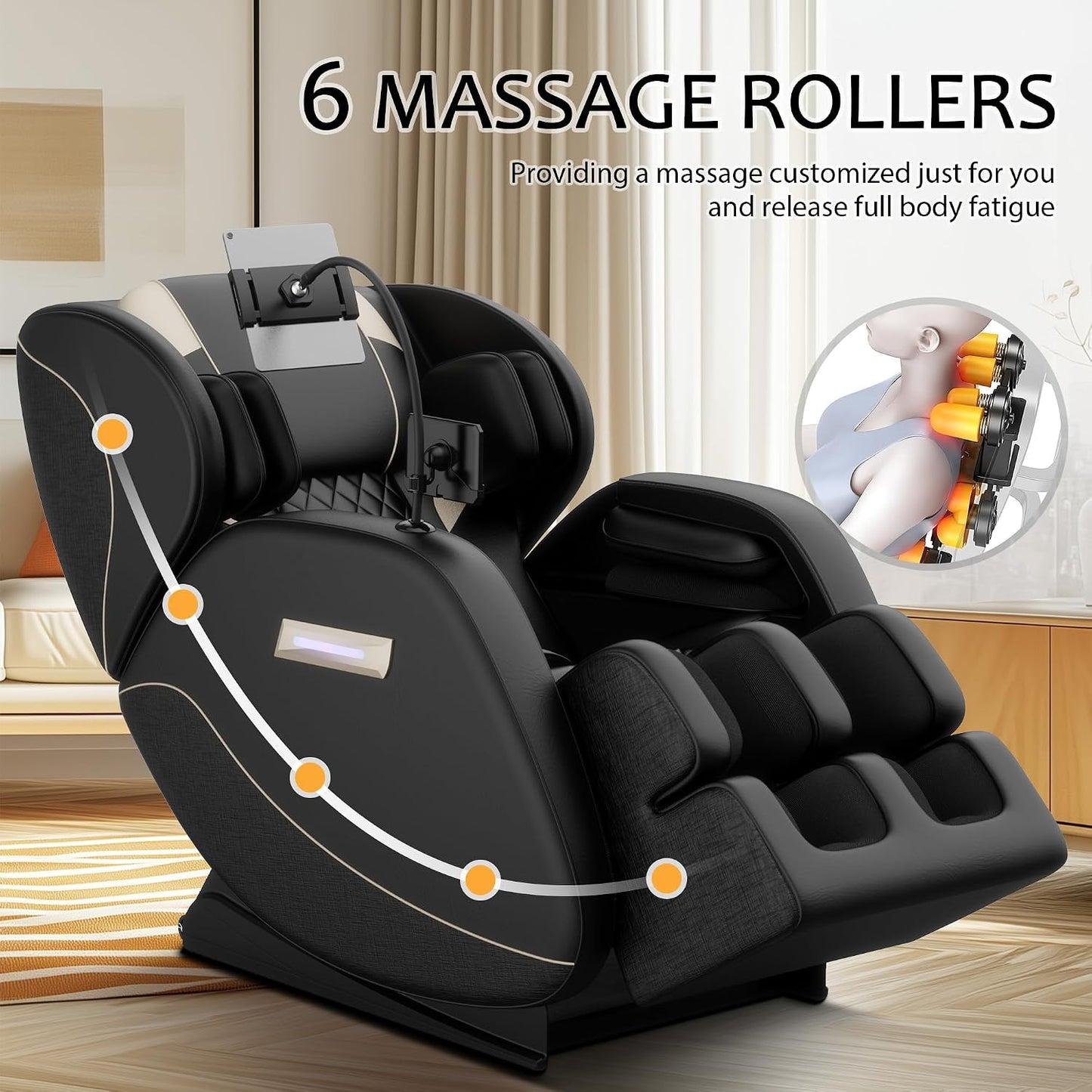 2026 Massage Chair for Full Body 4D Zero Gravity | Heat Therapy, SL-Track Shiatsu Foot Rollers, Yoga Stretch, Heating Function, for Home Office Use (Model 3)