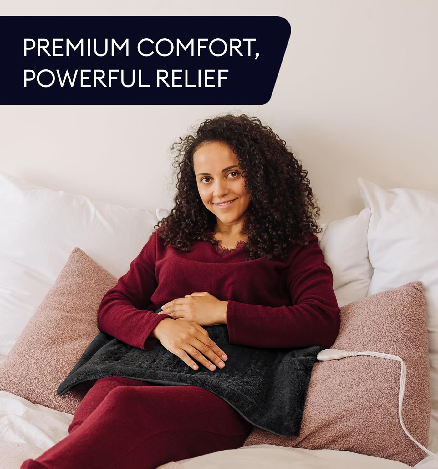 GENIANI Back Pain & Relaxation Gifts for Women – Electric Heating Pad for Back, Neck & Shoulders, Soft Microplush Electric Throw Heating Pad for Period Comfort, Fast Heating, Auto Shut Off, 12"x24"