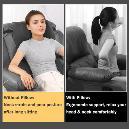 MABOZOO Neck Pillows for Recliner, Memory Foam Headrest Pillow with Non-Slip Backing and Elastic Straps, Recliner Neck Pillow for Pain Relief and Side Sleeping (Brown)