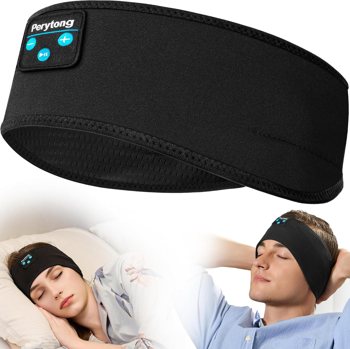 Perytong Sleep Headphones Wireless, Bluetooth Sports Headband Headphones with Ultra-Thin HD Stereo Speakers Perfect for Sleeping,Workout,Jogging,Yoga,Insomnia, Air Travel, Meditation (Grey)