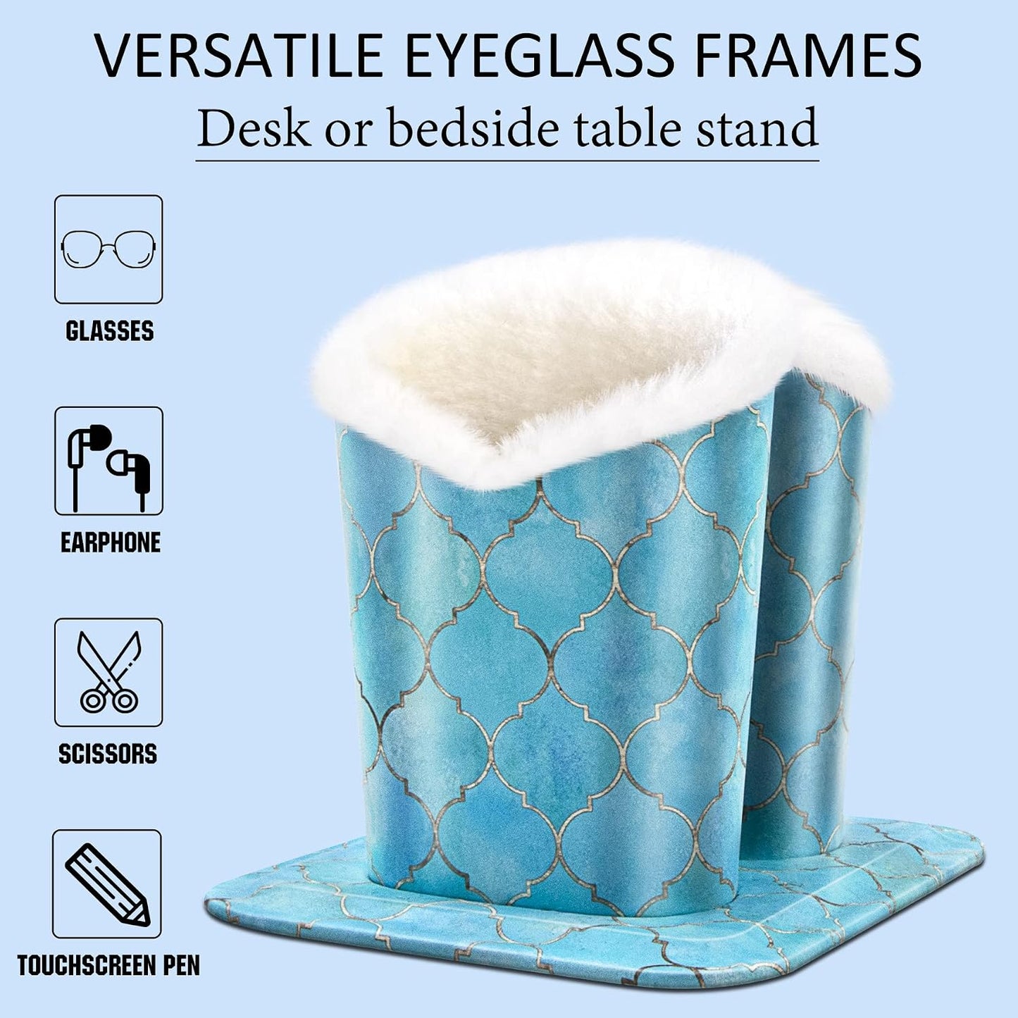 bvya Double Eyeglasses Holder Plush Lined Stand Glasses Protective Holder