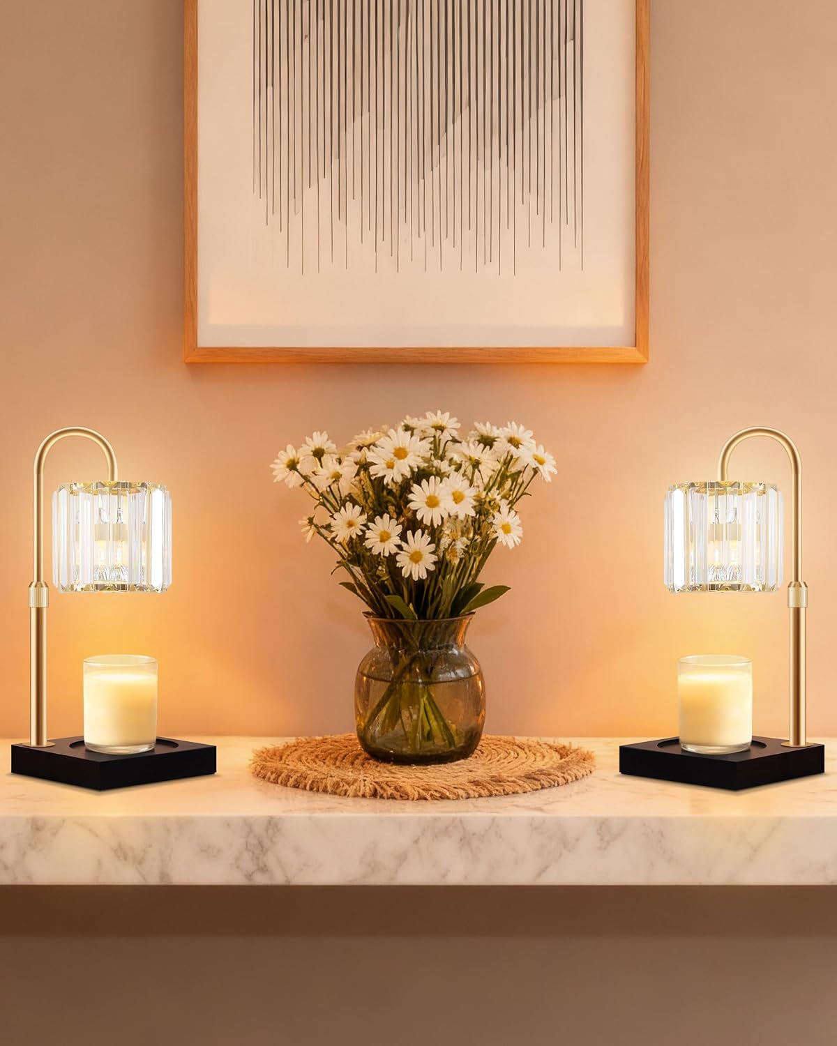 TigQiang Crystal Candle Warmer Lamp with Timer, Adjustable Height, Clear