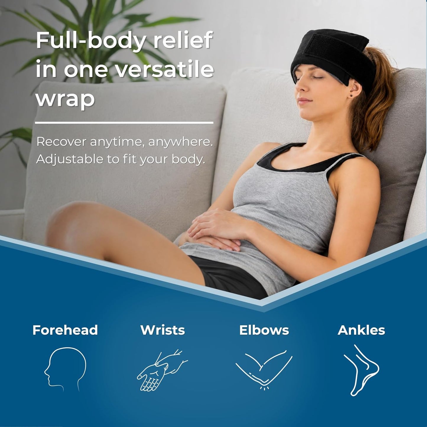 Cold and Hot Therapy Wrap, Black, Latex-Free, Non-Toxic, for Back, Abdomen, Hip, Sports Injury Prevention, Recovery (Back/Abdomen). kit Includes Flexible Gel Compress, Sleeve and Strap.
