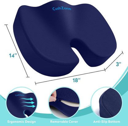 Gel Seat Cushion, Cooling Memory Foam Cushion for Office Chair, Black