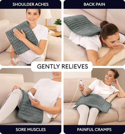 GENIANI Back Pain & Relaxation Gifts for Women – Electric Heating Pad for Back, Neck & Shoulders, Soft Microplush Electric Throw Heating Pad for Period Comfort, Fast Heating, Auto Shut Off, 12"x24"