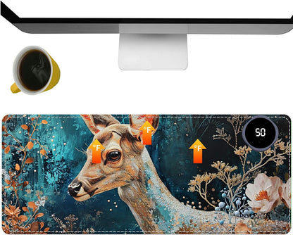 Heated Desk Pad Heated Large Mouse Pad, Electric Quickly Warm Desk Mat with 3 Levels Heating 3 Hours Auto Shut-Off, 31.5" x 13" Warm Gaming Mousepad Hand Foot Warmer, Baby Elephant