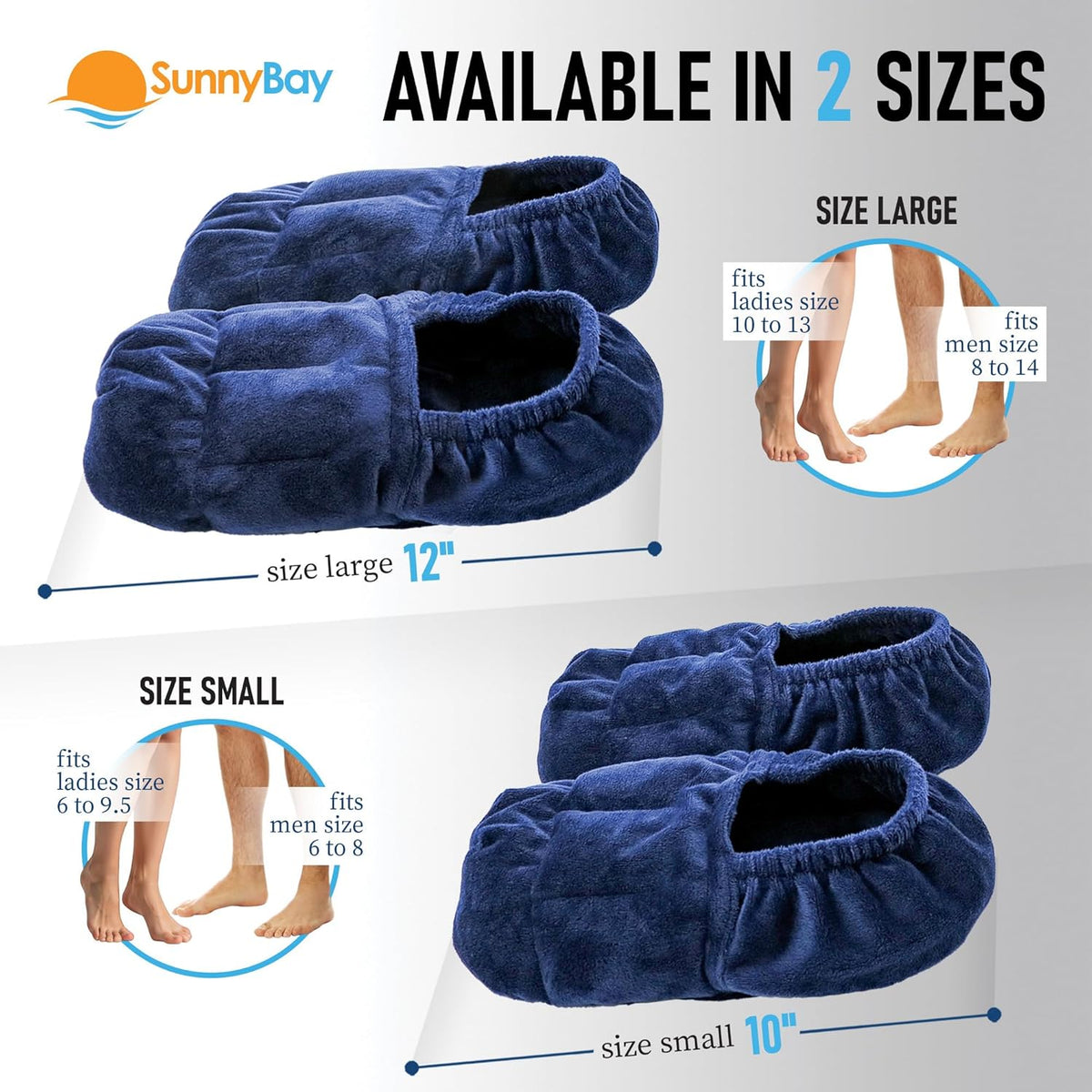 SunnyBay Microwavable Foot Warmer Slippers, Large, Navy Blue