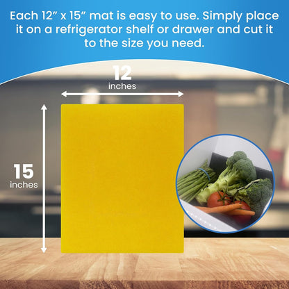 Bluapple FreshMats - Refrigerator Bin Liners, Fridge Drawer Mats - Keeps Produce Fresh Longer, Prevents Bruising, Promotes Air Circulation - BPA-Free Polyurethane Foam - (4-Piece Set, 12"x15", Green)
