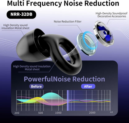 Ear Plugs for Sleeping Noise Cancelling Reusable Silicon Ear Plugs for Noise Reduction & Snoring, Concerts, Sider Sleepers Airplane Earplugs with 8 Ear Tips and Small Box Silicone Earplugs (Black)