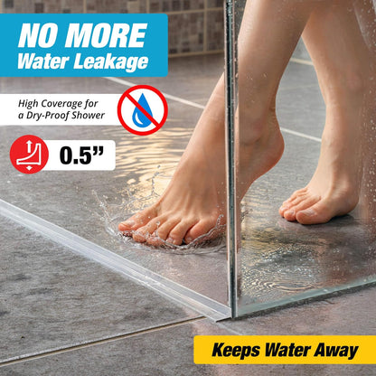 39" Transparent Shower Threshold Water Dam, Collapsible Water Guard Strip