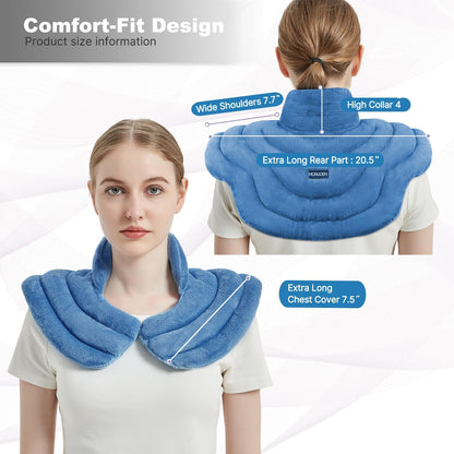 Microwave Heating Pad 6 x 12 Small Heating Pad Microwave, Microwave Bean Bag Heating Pad for Neck and Shoulders, Moist Heat Pack Pillow Warm Compress for Knee, Muscles, Joints, Wrist (Dark Blue)
