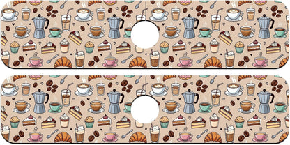2 Pcs Kitchen Sink Splash Guard Faucet Mat Wood Grain Pattern Faucet Mat for Sinks Natural Wood Color Absorbing Drying Mats for Kitchen Bathroom, 23.6x5.5inch