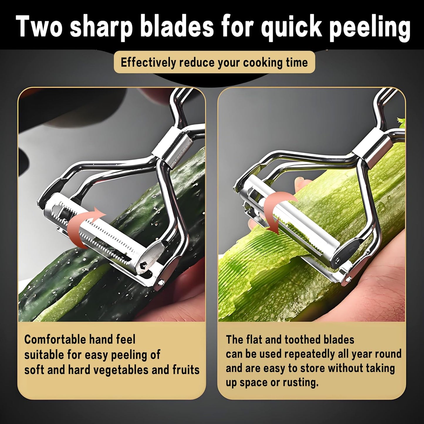 Potato Peelers for Kitchen, 2 Pcs, Just Like Mom's old steel Peeler | for Swivel,Metal,Original,Vegetable,Carrot,left and right handed