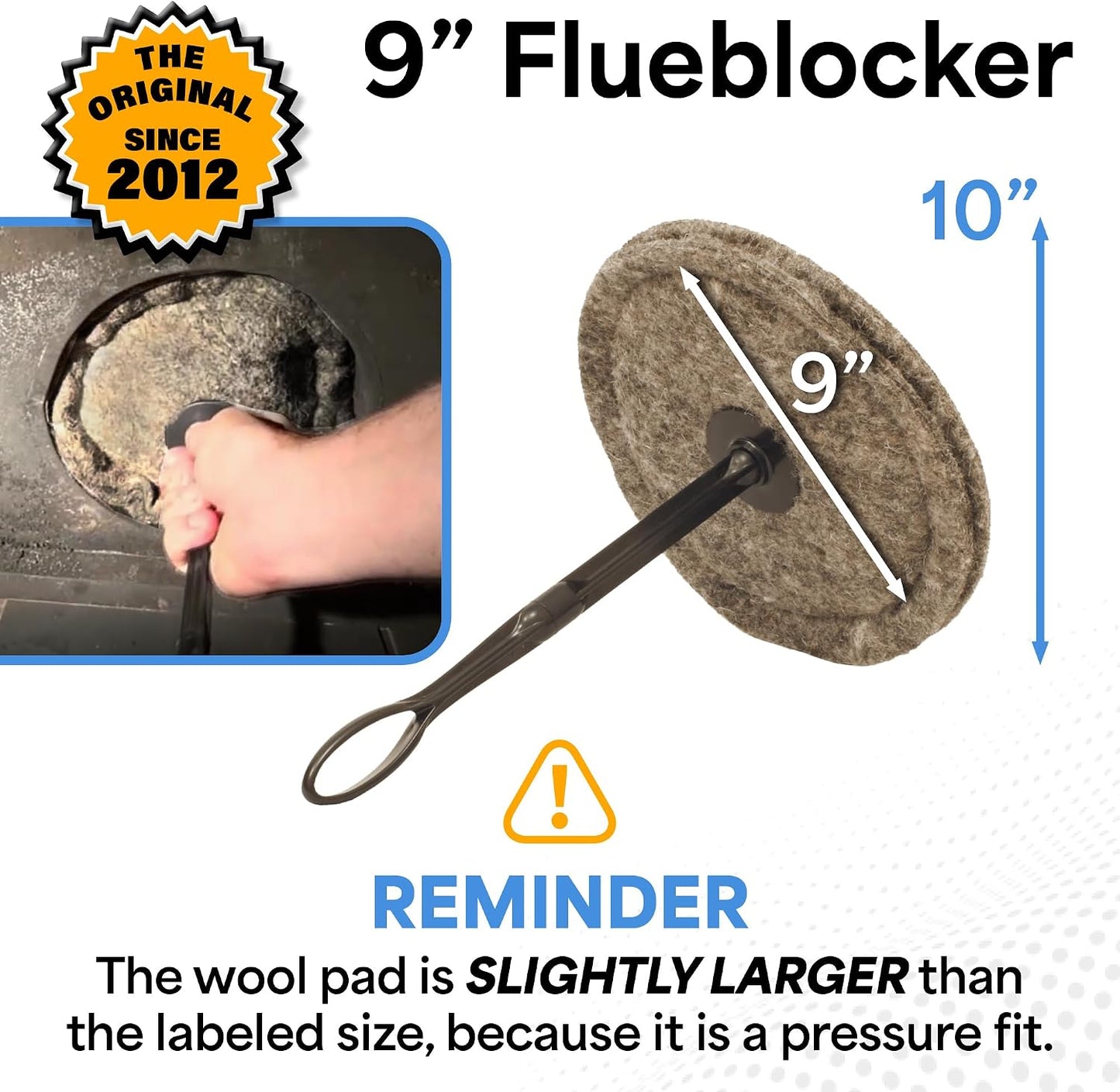 Plug for 5-6 Inch Round Chimney Flue - Fireplace Draft Stopper | 100% Herdwick Wool, Reusable, Balloon Alternative, Works Without Damper, Wood Stove Compatible, Made in England,