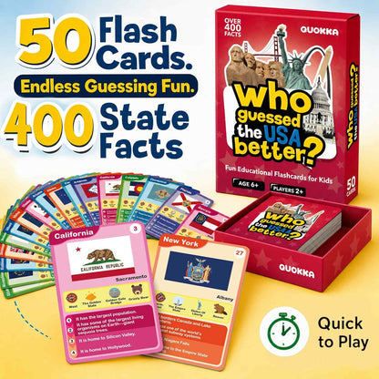 Quokka Who Guess It Better Countries – Educational Game with Visual Clues, Geography Learning Card Set, 50 Cards, Screen-Free Travel Game for Kids Ages 6+