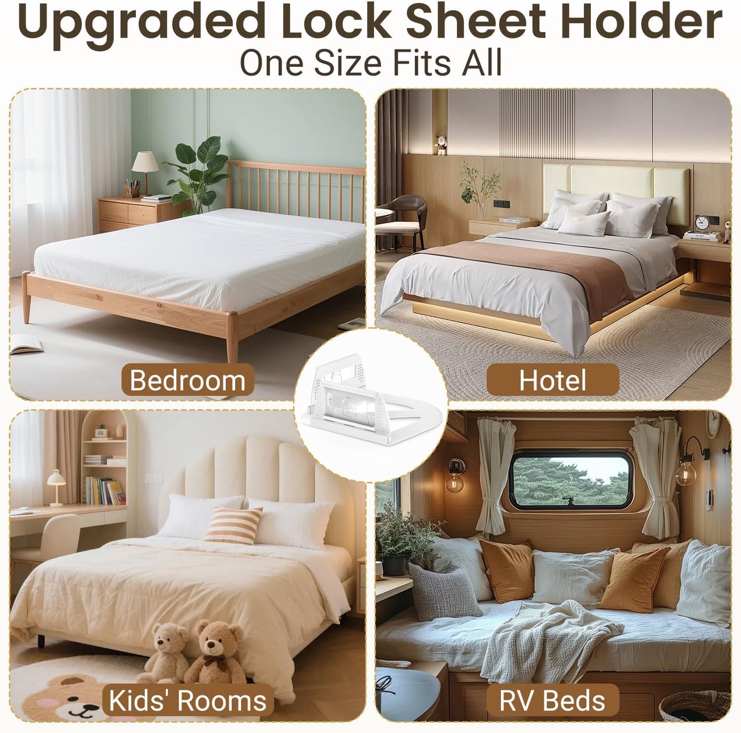 INSMART Sheet Holders - Bed Sheet Holder for Corners&Sides, Strong Elastic Sheet Straps/Grippers. Keep Sheets Firm&Tightt, No More Loose Sheets, Universal Fit and Easy Installation