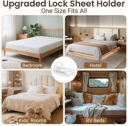 INSMART Sheet Holders - Bed Sheet Holder for Corners&Sides, Strong Elastic Sheet Straps/Grippers. Keep Sheets Firm&Tightt, No More Loose Sheets, Universal Fit and Easy Installation