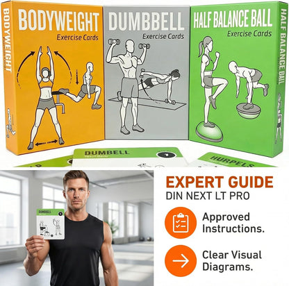 Bodyweight & Dumbbell Workout Cards - 100 Large 5"x3.5" Exercise Cards with 24 Strength Moves, Home & Gym Fitness Cards for Men & Women, Beginner Fitness Guide