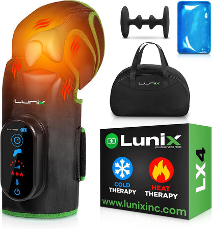 Lunix LX4 FSA Cordless Knee Massager with Heat, Compression & Vibration, Rechargeable Wrap for Knee, Calf & Thigh, Hot/Cold Therapy Option, Touchscreen Control for Everyday Comfort, Charcoal Black