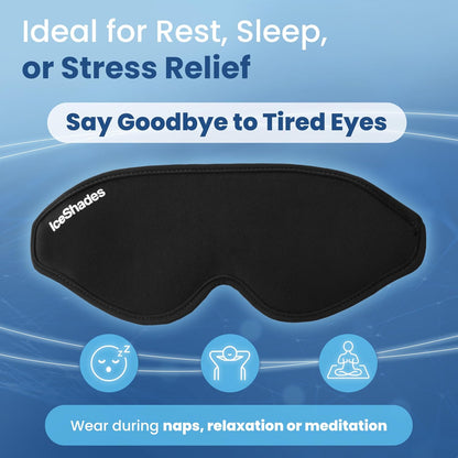IceShades Cooling Gel Eye Mask for Migraine Relief, Tension & Hangover Migraine Mask, Cold Compress for Headache Dark Circles Tired Puffy Eyes, Reusable Ice Pack for Sleeping, Blue
