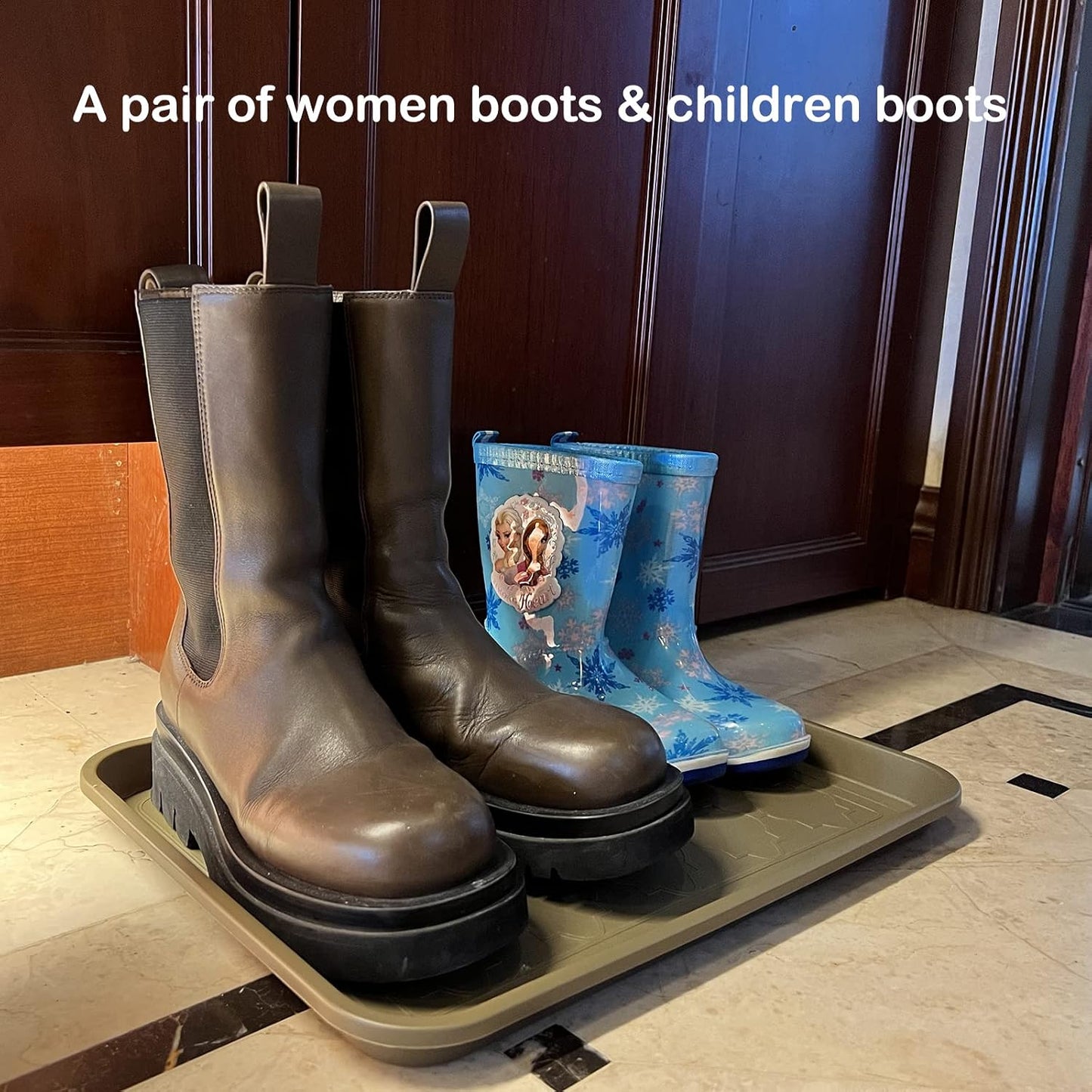 WATANIYA PET Boot Tray for Entryway Indoor, Heavy Duty Shoe Mat Tray 2 Packs, 16.7"x12.8" Waterproof Shoes Trays with Raised Edge, Outdoor Multi-Purpose Mats for Boots, Garden, Pets