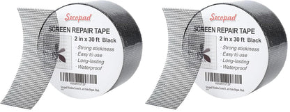 Secopad 2" x 180" (15FT) Screen Repair Tape, Screen Repair Kit, Black | Window Screen Patch, Quick Repair, Strong Adhesive, Easy to Use, For Mesh Window & Door, Cuttable Fiberglass, No Tools Needed