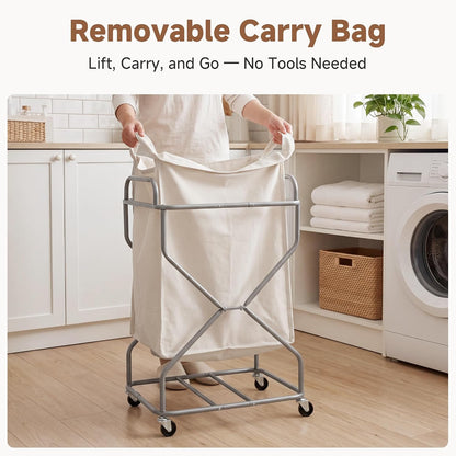 StorageWorks 2 Section Laundry Sorter with Wheels, 160L Beige Hamper Basket | Beige Divided Hamper, Rolling Organizer for Bedroom, Bathroom, College, Apartment