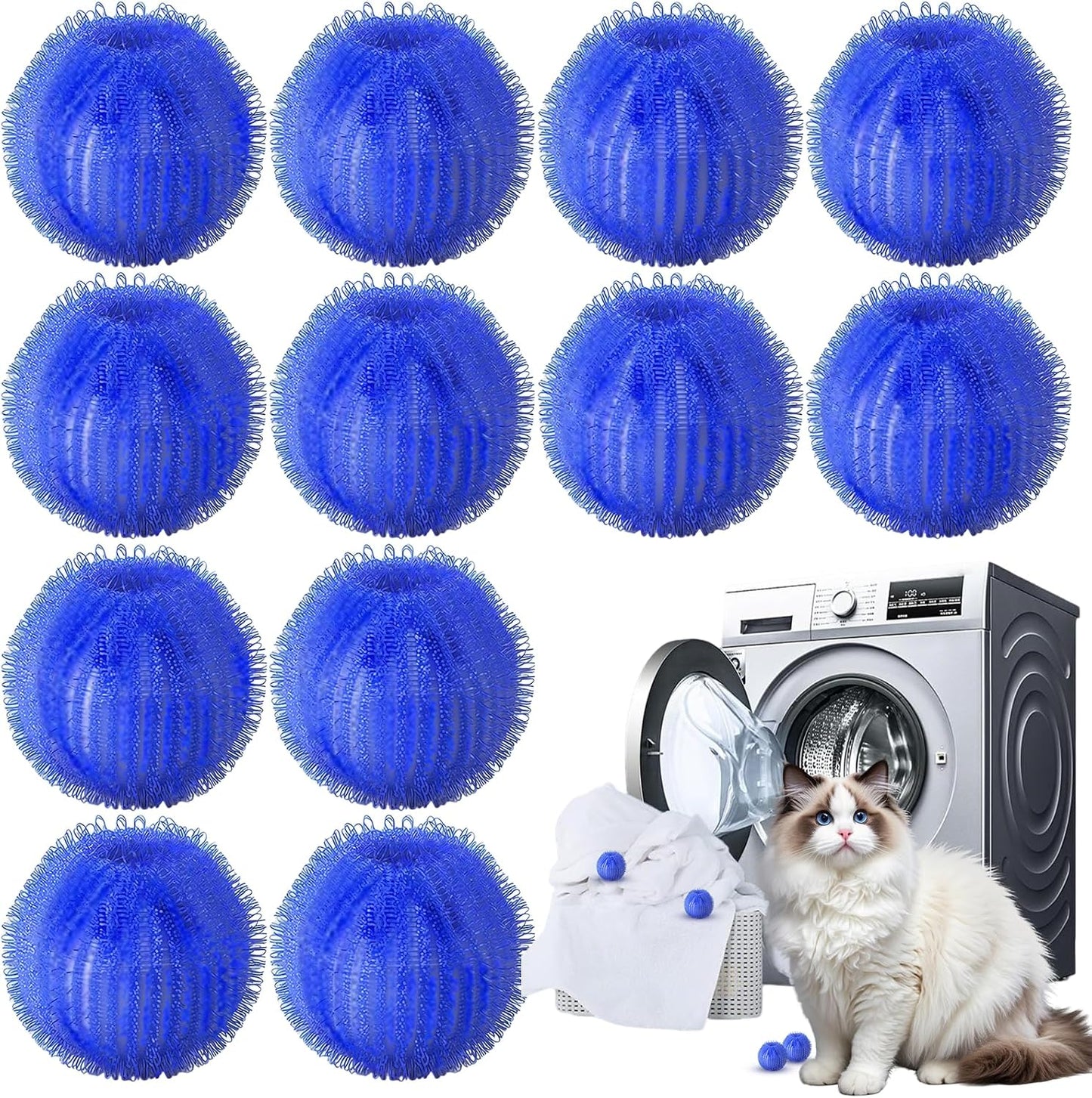 Pet Hair Remover for Laundry, Reusable Dog & Cat Hair Remover Tool, Effectively Removes Pet Hair, Lint and Dander from Bedding and Clothing, Suitable for Washing Machines, Dryers -12PCS