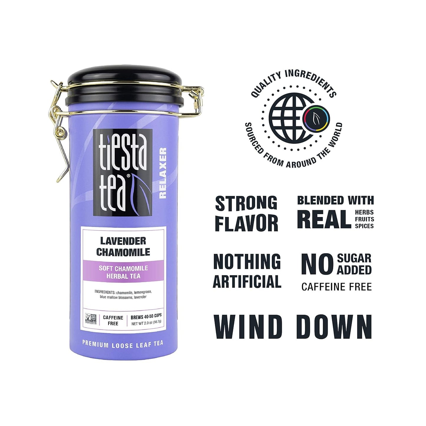 Tiesta Tea - Lavender Chamomile Herbal Tea, Loose Leaf, Calming Blend with Chamomile, Lavender, and Lemongrass, Caffeine-Free Herbal, Great for Hot or Iced, Resealable Pouch, 25 Cups, 0.9 Ounce