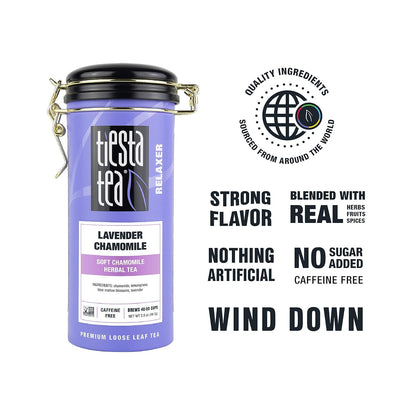 Tiesta Tea - Lavender Chamomile Herbal Tea, Loose Leaf, Calming Blend with Chamomile, Lavender, and Lemongrass, Caffeine-Free Herbal, Great for Hot or Iced, Resealable Pouch, 25 Cups, 0.9 Ounce