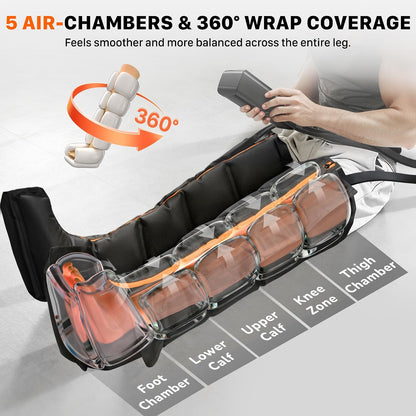 JZBRAIN Air Compression Boots Leg Massager: Sequential Full-Leg Recovery with Heat, 6 Modes & 11 Intensities for Post‑Workout Relieve & Daily Relaxation for Athletes, Fitness Users (Medium)