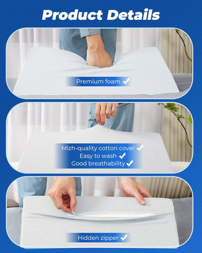 Fanwer Positioning Wedge Pillow for Side Sleeping (3 in 1), 40 Degree Triangle Bed Wedges & Body Positioners for Back Pain, Preventing Bedsores, After Surgery, Knees Elevated, Pregnancy