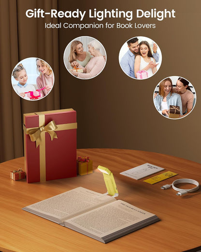 Glocusent Book Light for Night Reading, 12 LED Rechargeable Lamp