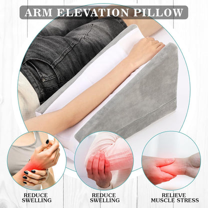 Buryeah Dark Gray Arm Elevation Pillow 2 Pocket, Plush Material