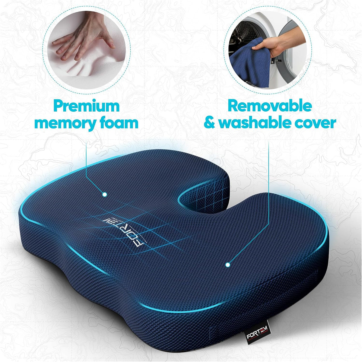 FORTEM Seat Cushion, Office Chair Cushion for Tailbone Sciatica Pain Relief