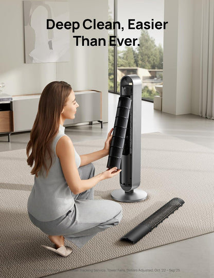 DREO Smart Tower Fan for Bedroom, 120° Oscillating Fan, 12 Speeds