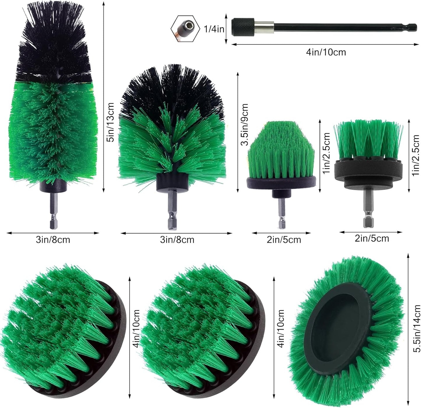 8 Pcs Drill Brush Attachment Set - Power Scrub Brush Kit | Brush Drill with Extend Long Attachmen - All Purpose Household Cleaning Brushes for Car, Grout, Floor, Tub, Bathroom