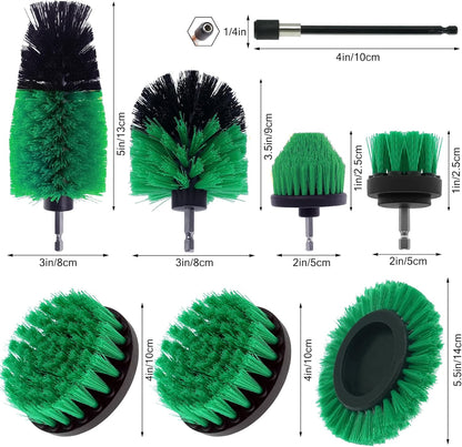 8 Pcs Drill Brush Attachment Set - Power Scrub Brush Kit | Brush Drill with Extend Long Attachmen - All Purpose Household Cleaning Brushes for Car, Grout, Floor, Tub, Bathroom