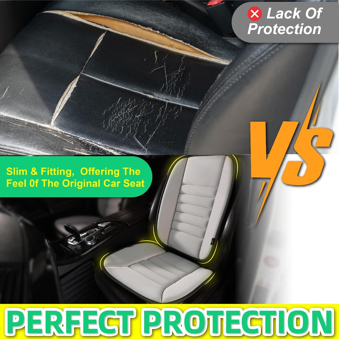 kingphenix Car Seat Cushion with Back Support Pillow, Memory Foam, Black | Memory Foam Car Cushion for Long Driving, Truck, Office Chair, Tailbone and Lower Back Support