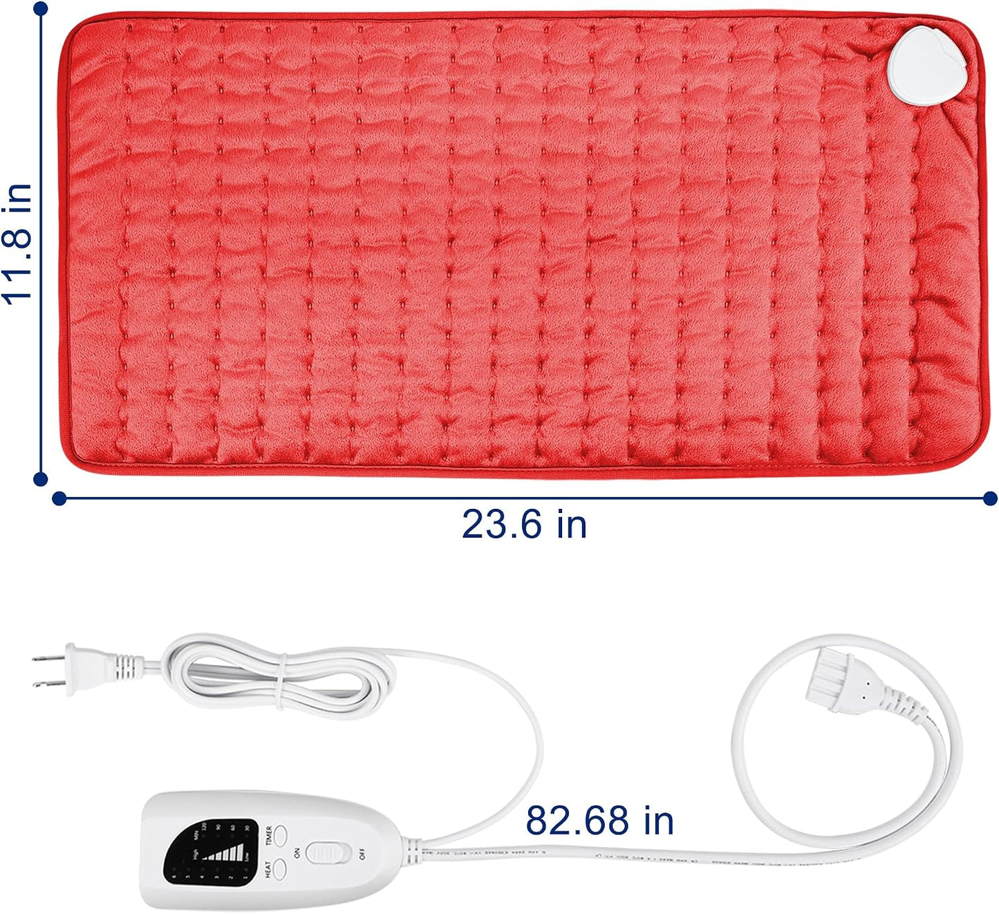 Electric Heating pad with 6 Heat Settings, Auto Shut Off, Dry Electric Heating for Back Neck Knee Arms Legs Shoulder Heat Pads for Christmas Birthday Father Mother's Day (24"X12", Gray Green)