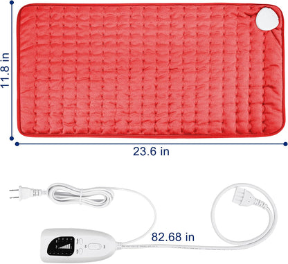 Electric Heating pad with 6 Heat Settings, Auto Shut Off, Dry Electric Heating for Back Neck Knee Arms Legs Shoulder Heat Pads for Christmas Birthday Father Mother's Day (24"X12", Gray Green)
