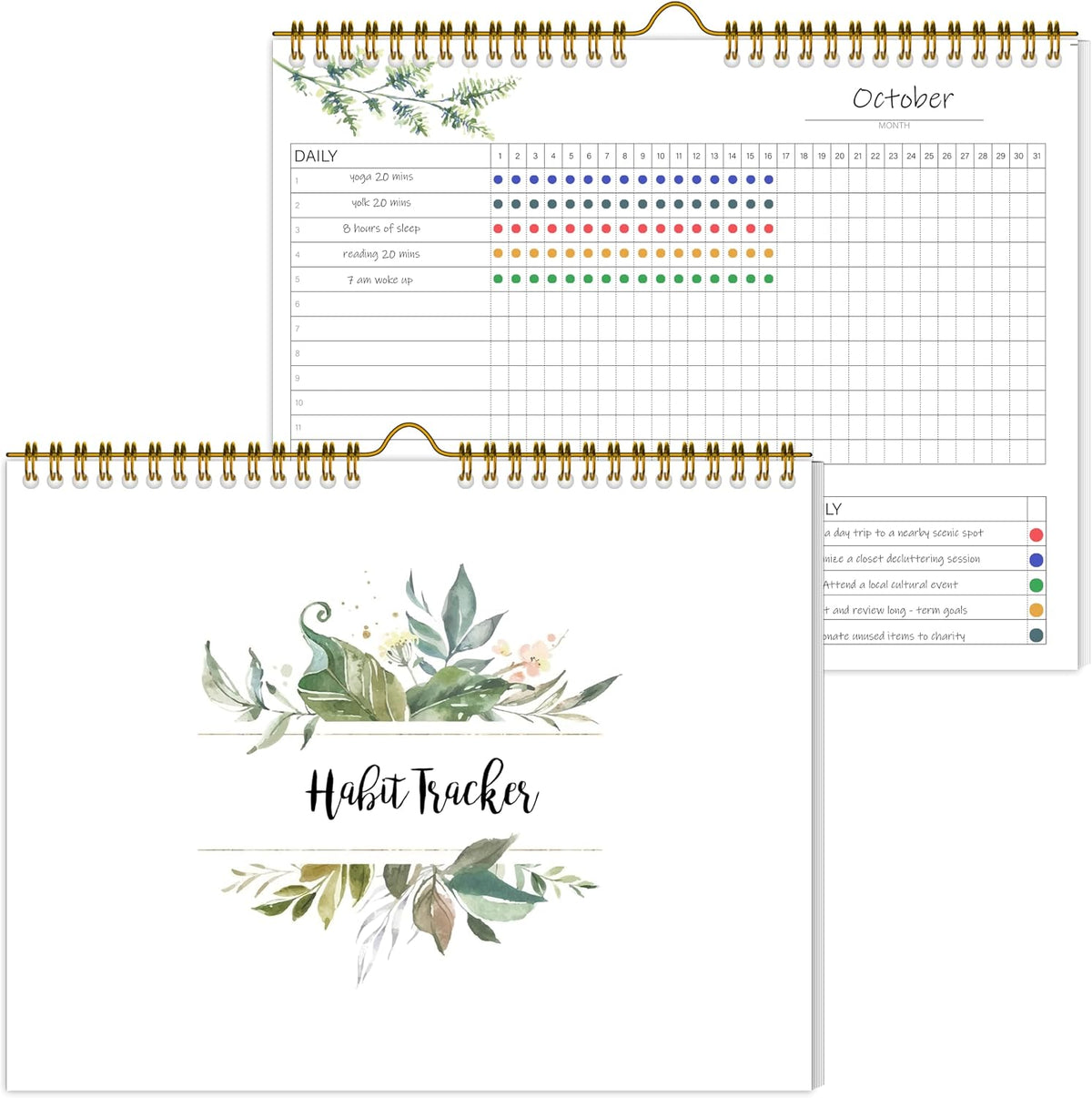 Habit Tracker Calendar Undated for Daily, Weekly & Monthly, 7.5" x 10"