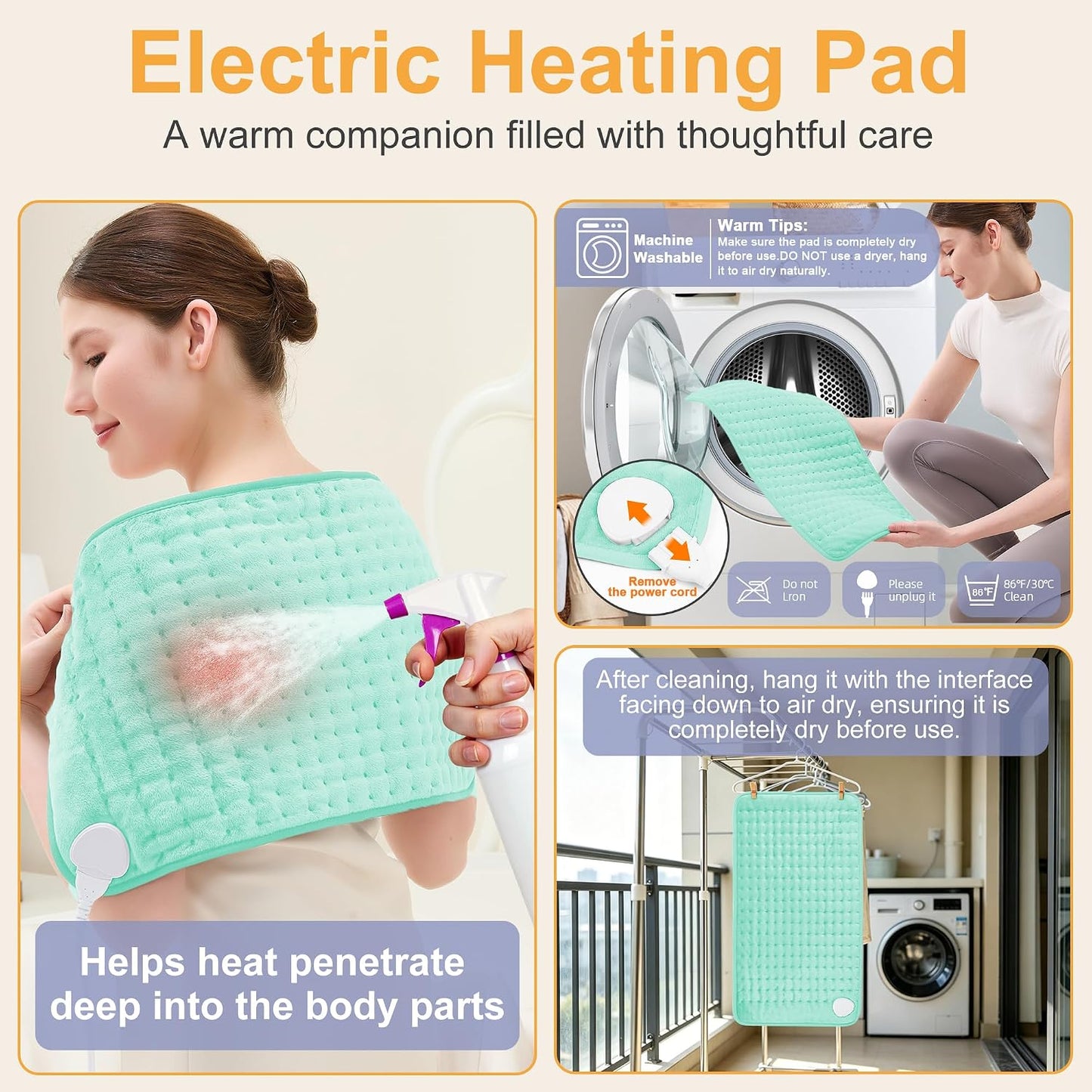 Heating Pad,Heated Blanket,Heating Pad for Back Neck,Grey,24x12 Inch | Electric Heating Pad,Dry/Moist Heat Heating Pads,Heating Pads for Shoulder,Abdomen,Heat Pad for Women Men,Birthday Gift