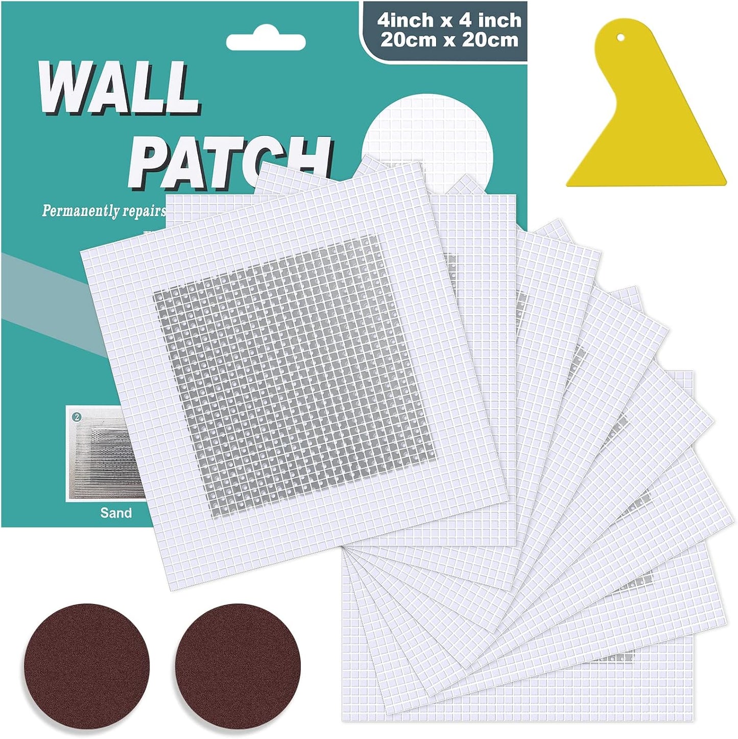 Ranekie 14 Pack Drywall Repairs Patch, 4/6/8 Inch Drywall Repair Kit with Extended Self-Adhesive Mesh,Large Hole Patch Repair for Drywall,Heavy Duty Dry Wall Hole Repair Patch