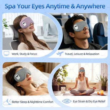 Cordless Heated Eye Mask, 5 Temperature & 5 Timer Settings, Warm Compress Eye Mask for Dry Eyes Eye Strain Headache Relief, Improve Sleep, Heating Eye Mask with Extra Bonus Eye Cover, Dark Gray