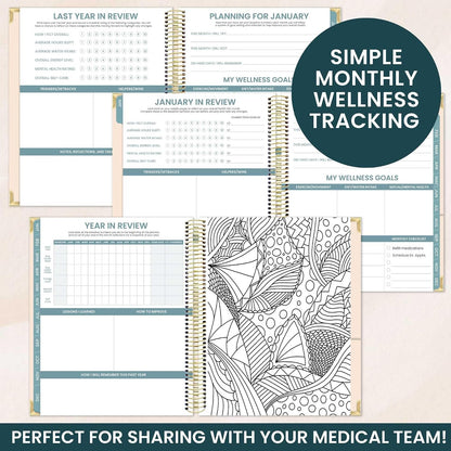 bloom daily planners Undated Chronic Illness Planner & Medical Journal - 12 Month Pain & Symptom Tracker, Mood & Medication Log, Appointment Organizer (7” x 9”) - Chronically Resilient